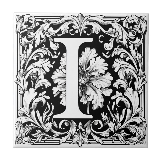 Medieval Illuminated Letter I Tile (Front)