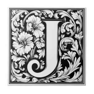 Medieval Illuminated Letter J  Tile