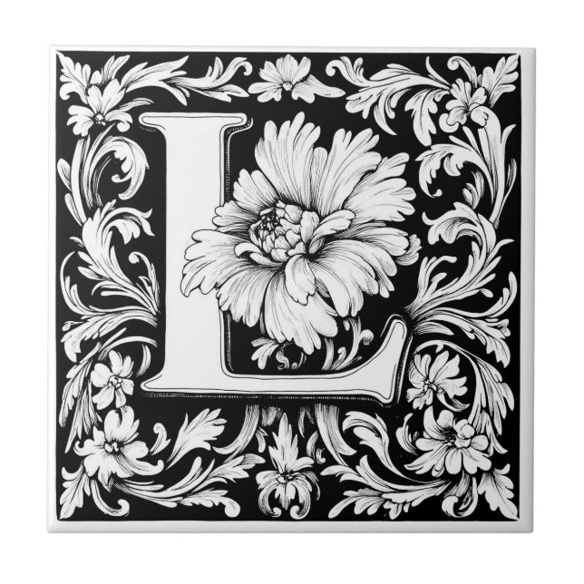 Medieval Illuminated Letter L  Tile (Front)