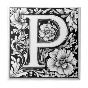 Medieval Illuminated Letter P  Tile