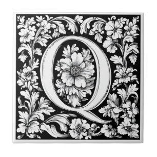 Medieval Illuminated Letter Q Tile
