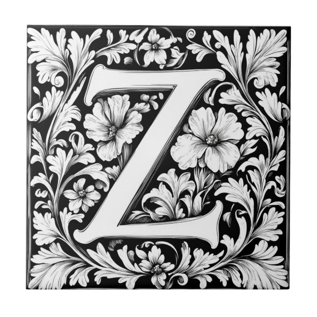 Medieval Illuminated Letter Z Tile (Front)