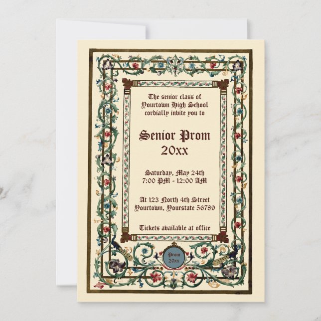 Medieval Illuminated Prom Invitation (Front)