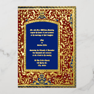 Medieval Illuminated Style Floral Frame Wedding