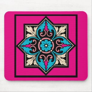 Medieval Illumination Arctic Blue Acanthus Leaf Mouse Pad