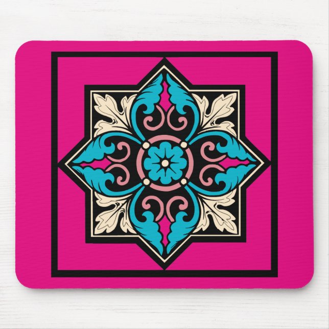 Medieval Illumination Arctic Blue Acanthus Leaf Mouse Pad (Front)