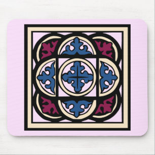Medieval Illumination Blue Acanthus Leaves in Arcs Mouse Pad