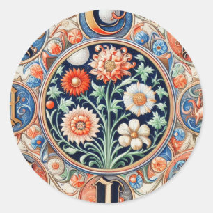 Medieval Illumination Classic Round Sticker