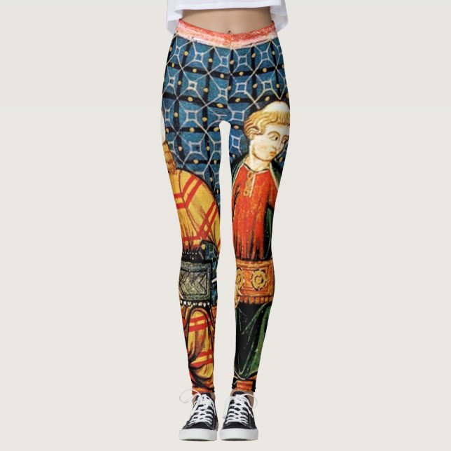 Medieval illustrations of Hurdy Gurdy players  Leggings (Front)