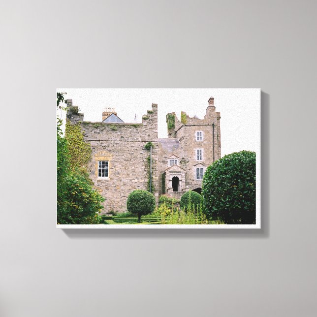 Medieval Irish castle, antique garden & tower Canvas Print (Front)