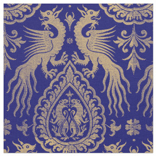 Medieval Italian Dragons & Leopards Pattern Fabric