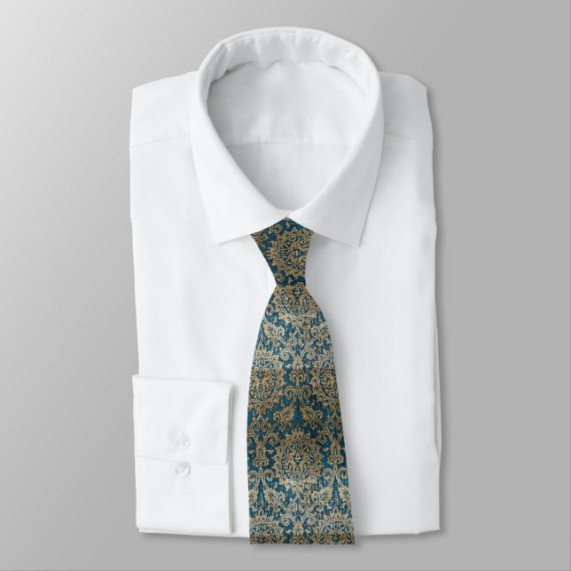 Medieval Italian Rabbits or Hares Pattern Tie (Tied)