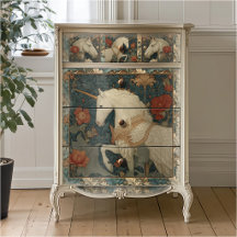 Medieval Jade Floral William Morris Style Unicorn