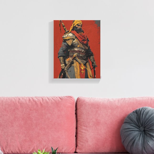 Medieval Janissary Warrior Illustration Canvas Print (Insitu(LivingRoom))