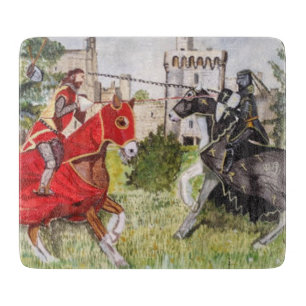 Medieval Joust In front of Castle Cutting Board