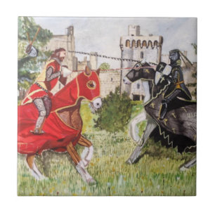 Medieval Joust In front of Castle  Tile