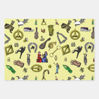 Medieval Kights, Engineering, and Plants Wrapping Paper Sheet