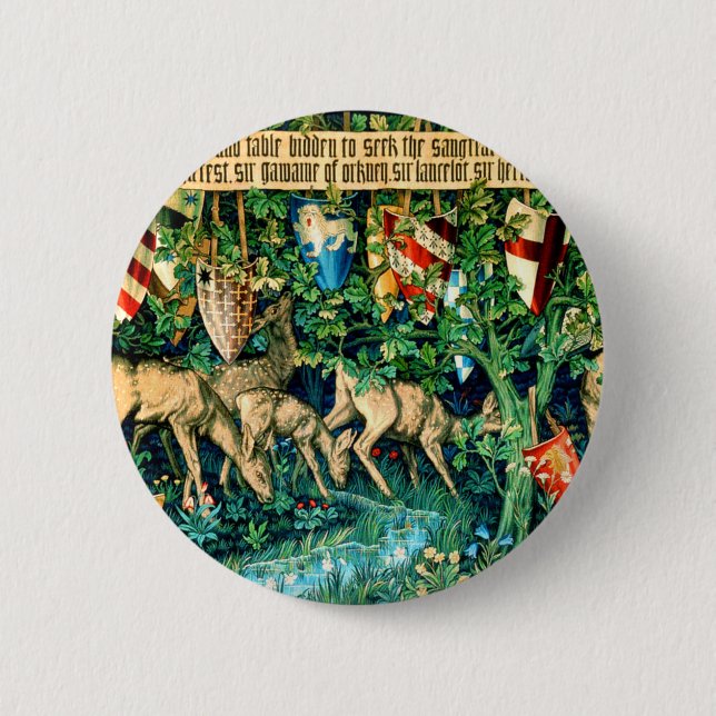 Medieval King Arthur William Morris 2 Inch Round Button (Front)