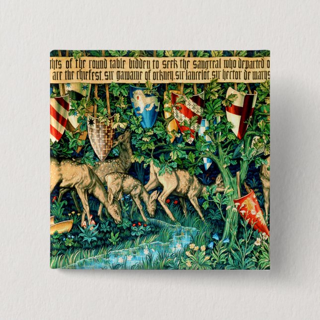 Medieval King Arthur William Morris 2 Inch Square Button (Front)