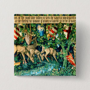 Medieval King Arthur William Morris 2 Inch Square Button