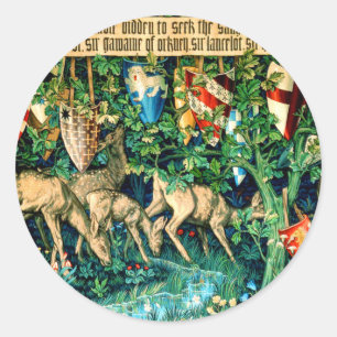 Medieval King Arthur William Morris Classic Round Sticker