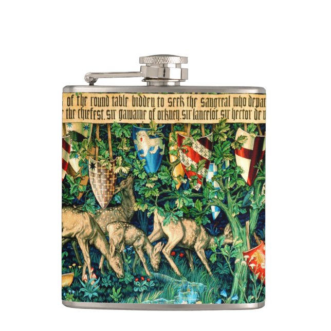 Medieval King Arthur William Morris Hip Flask (Front)