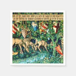 Medieval King Arthur William Morris Napkin