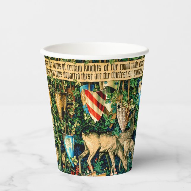 Medieval King Arthur William Morris Paper Cups (Front)