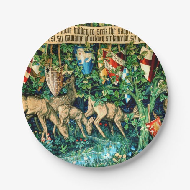 Medieval King Arthur William Morris Paper Plate (Front)