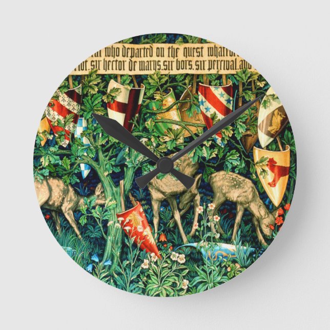 Medieval King Arthur William Morris Round Clock (Front)