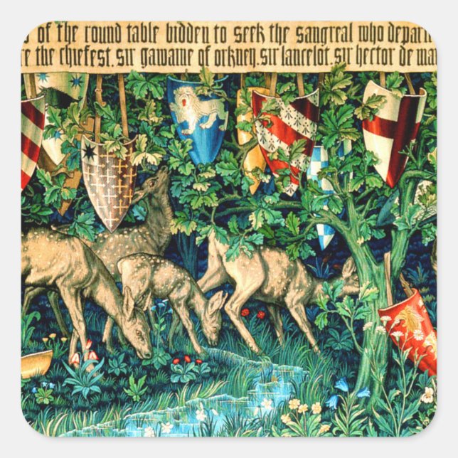 Medieval King Arthur William Morris Square Sticker (Front)