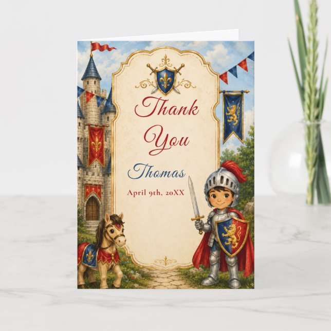 Medieval Knight 5th Thank you Card (Front)