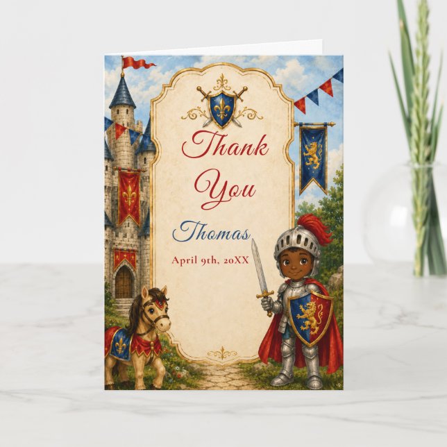 Medieval Knight 5th Thank you Card (Front)