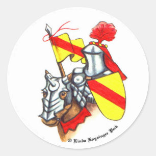 Medieval Knight and Horse Classic Round Sticker