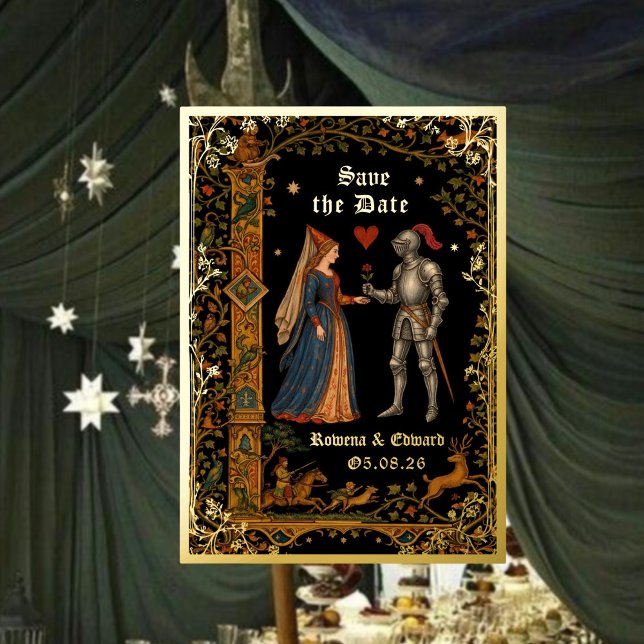 Medieval Knight and Lady Manuscript Save the Date (Creator Uploaded)