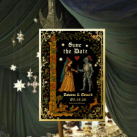 Medieval Knight and Lady Manuscript Save the Date