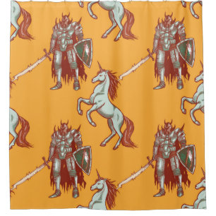 medieval knight and unicorn seamless pattern