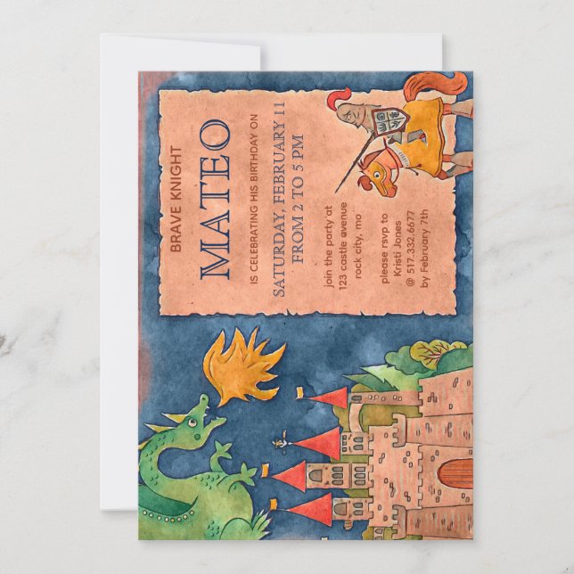 Medieval Knight Birthday Invitation (Front)