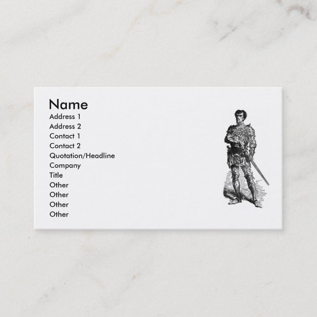 Medieval Knight Business Card (Front)