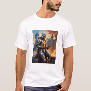 Medieval Knight Castle Fire Funny Fantasy Art Tee