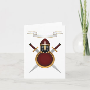 Medieval Knight Crest Helmet Swords Shield  Card
