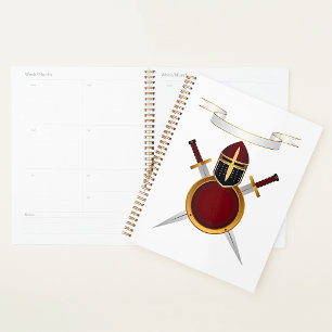 Medieval Knight Crest Helmet Swords Shield Planner