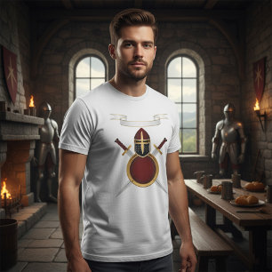 Medieval Knight Crest Helmet Swords Shield T-Shirt