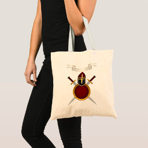 Medieval Knight Crest Helmet Swords Shield  Tote Bag