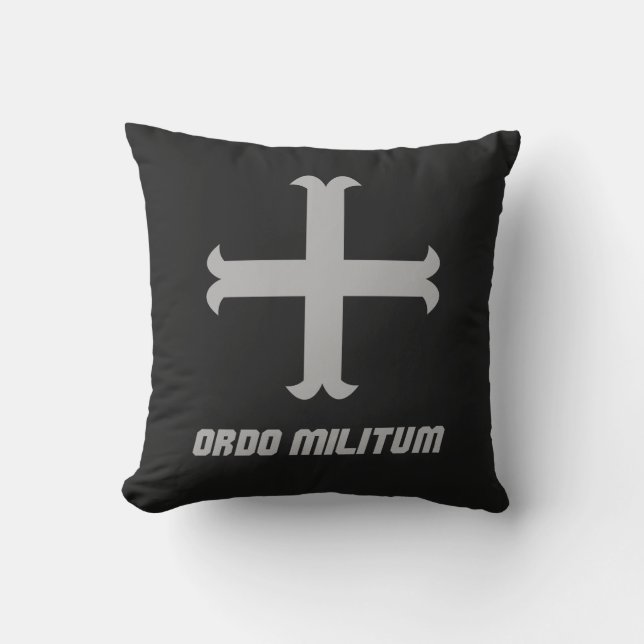 Medieval Knight Cross Emblem Throw Pillow (Front)