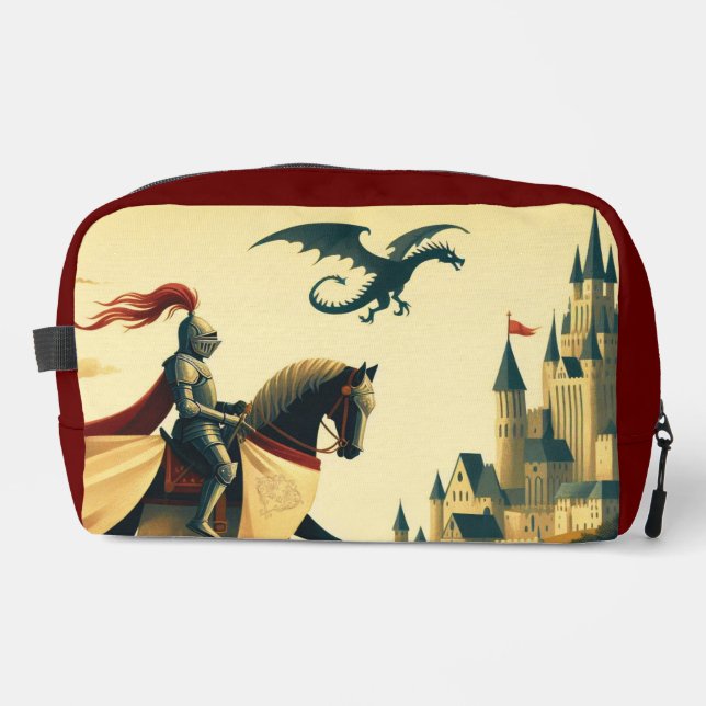 Medieval Knight/dragon/castle fantsy Dopp Kit (Front)