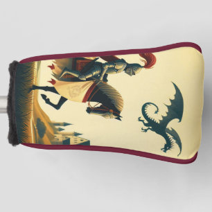 Medieval Knight/dragon/castle fantsy Golf Head Cover