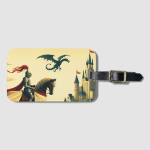 Medieval Knight/dragon/castle fantsy Luggage Tag