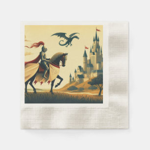 Medieval Knight/dragon/castle fantsy Napkin