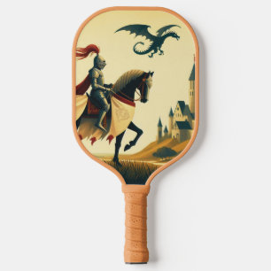 Medieval Knight/dragon/castle fantsy Pickleball Paddle